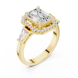 Gold Ring, Emerald center stone, Yellow Gold, view 2