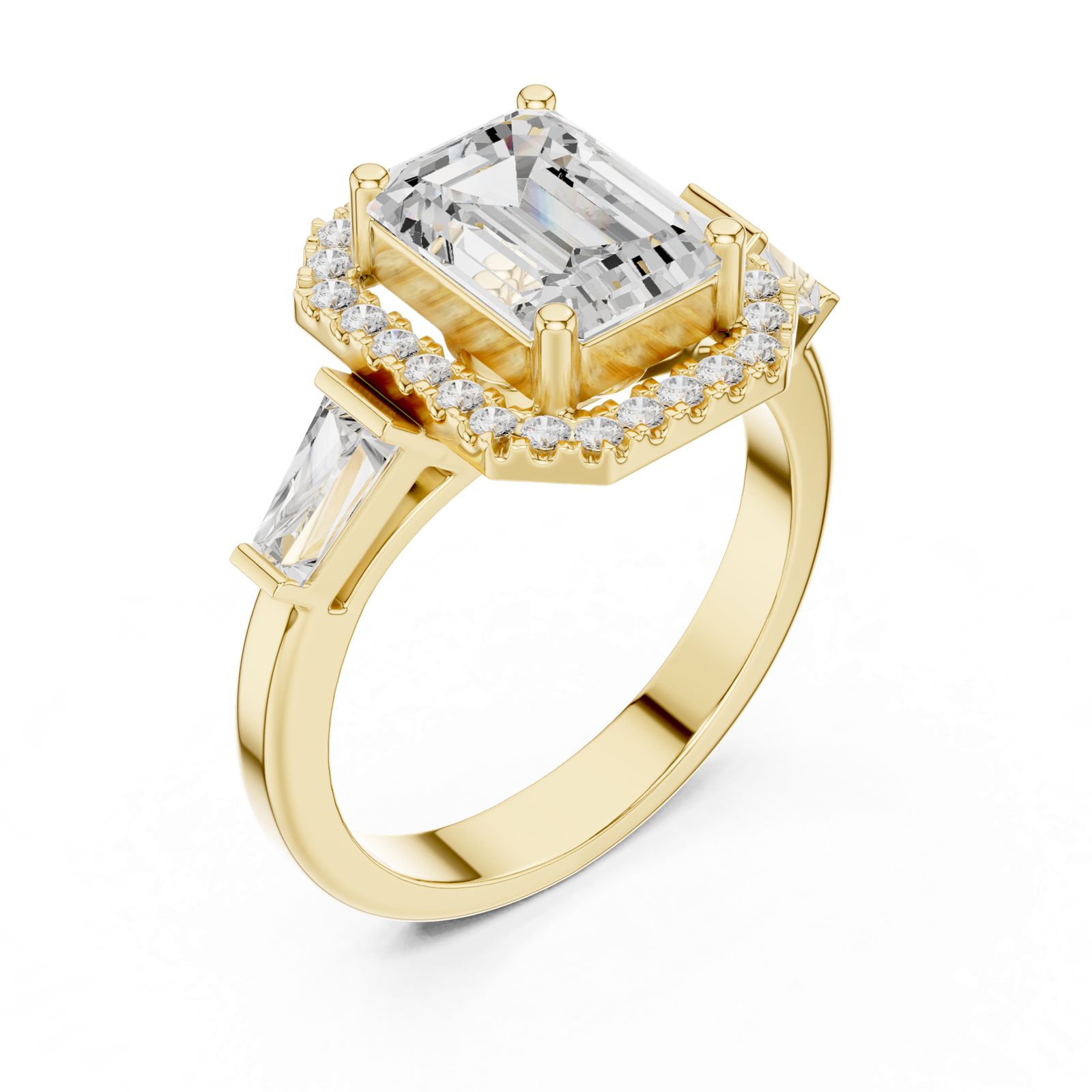 Gold Ring, Emerald center stone, Yellow Gold, view 2