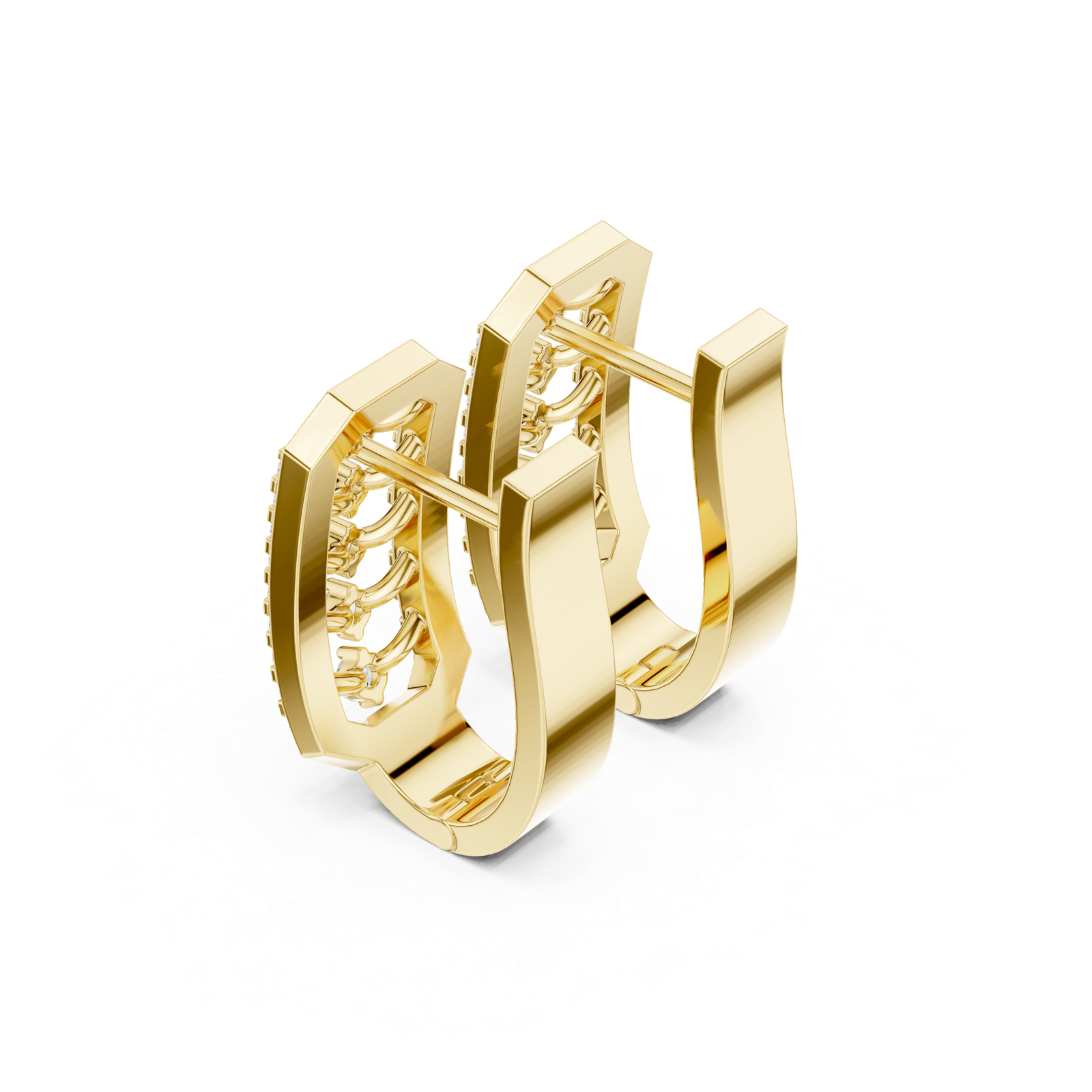 14K Solid Gold Lab Diamond Cluster Earrings, Yellow Gold, view 2