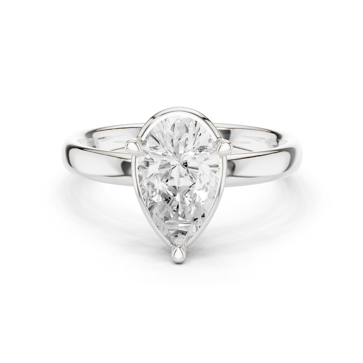 Gold Jewelry L36-10, Pear center stone, White Gold