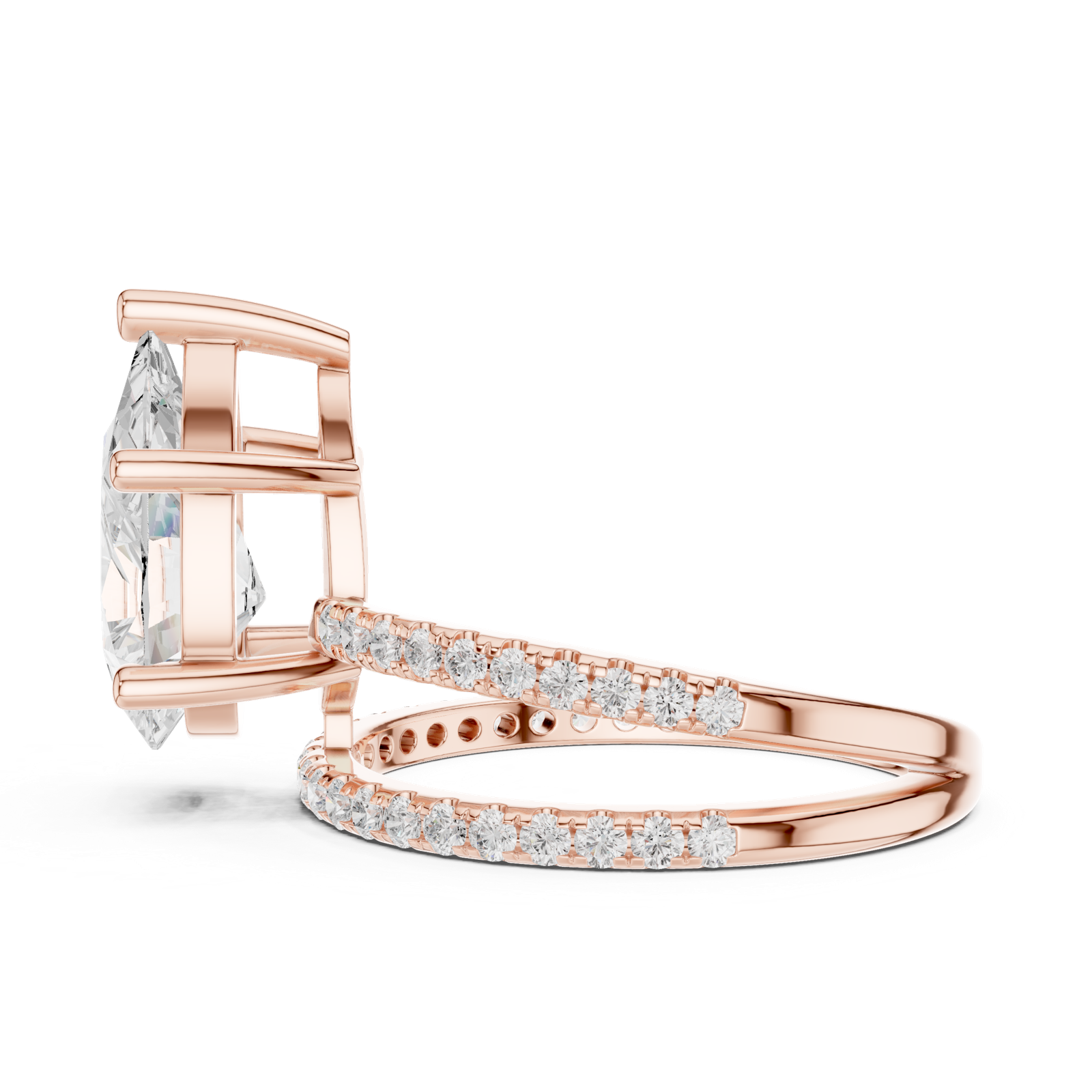 Gold Jewelry L35-39, Pear center stone, Rose Gold, view 3