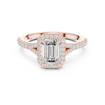 Gold Ring DDLR-043, Emerald center stone, Rose Gold, view 4