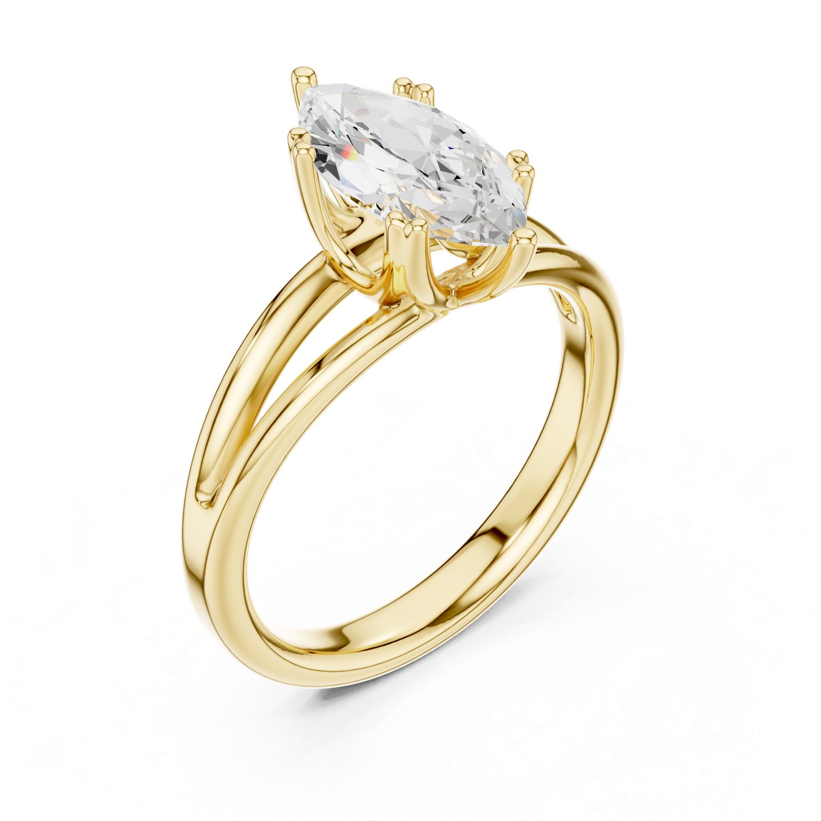 Gold Jewelry L36-7, Marquise center stone, Yellow Gold, view 2