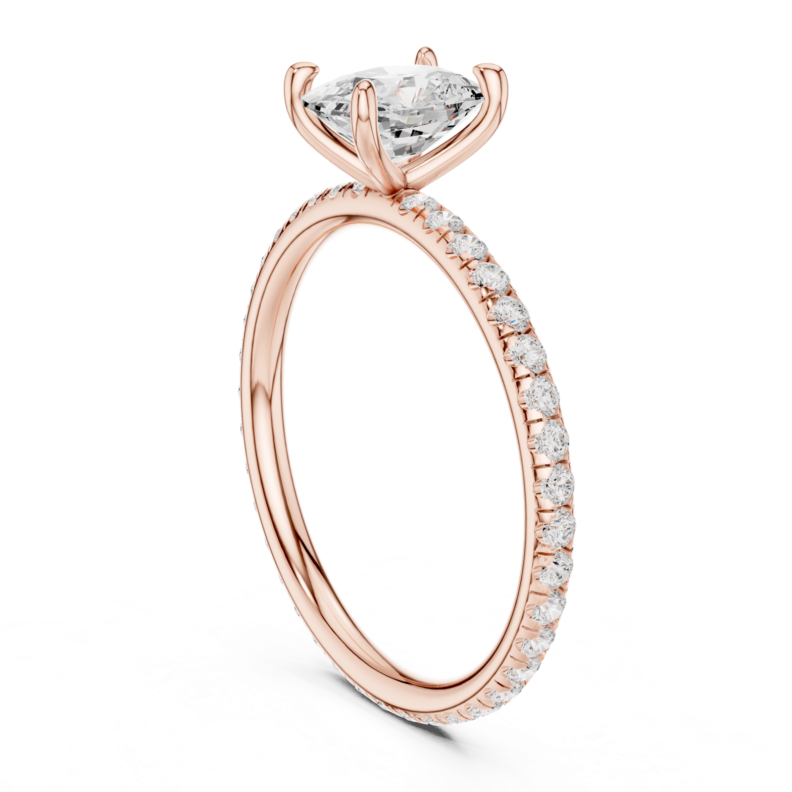 Gold Jewelry, Cushion center stone, Rose Gold, view 1