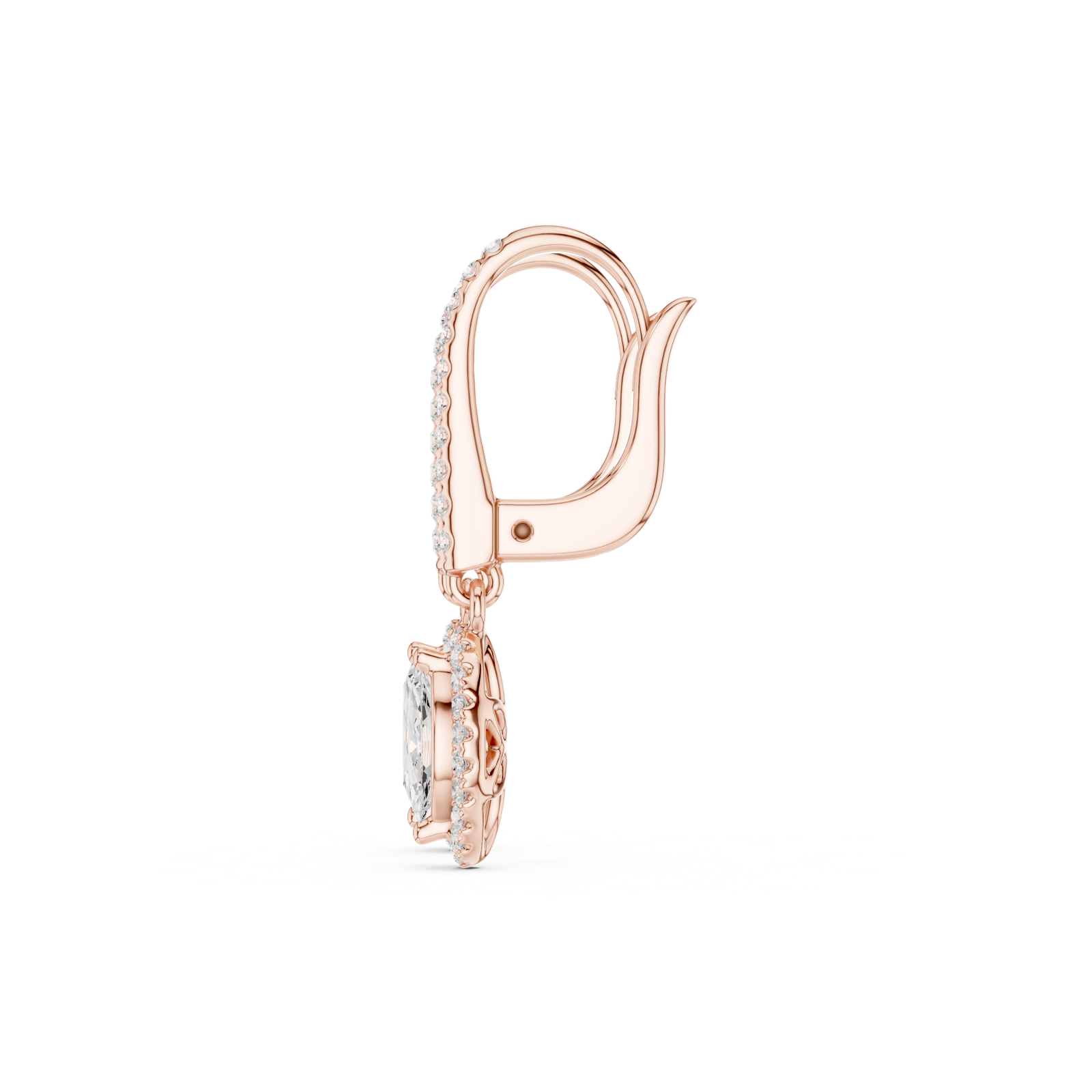 Gold Jewelry DDER-034, Marquise center stone, Rose Gold, view 3