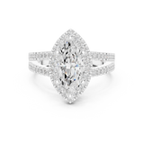 Gold Ring DDLR-350, Marquise center stone, White Gold, view 4