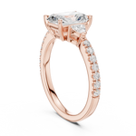 Gold Ring DDLR-037, Radiant center stone, Rose Gold, view 1