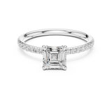 Gold Jewelry, Asscher center stone, White Gold, view 4