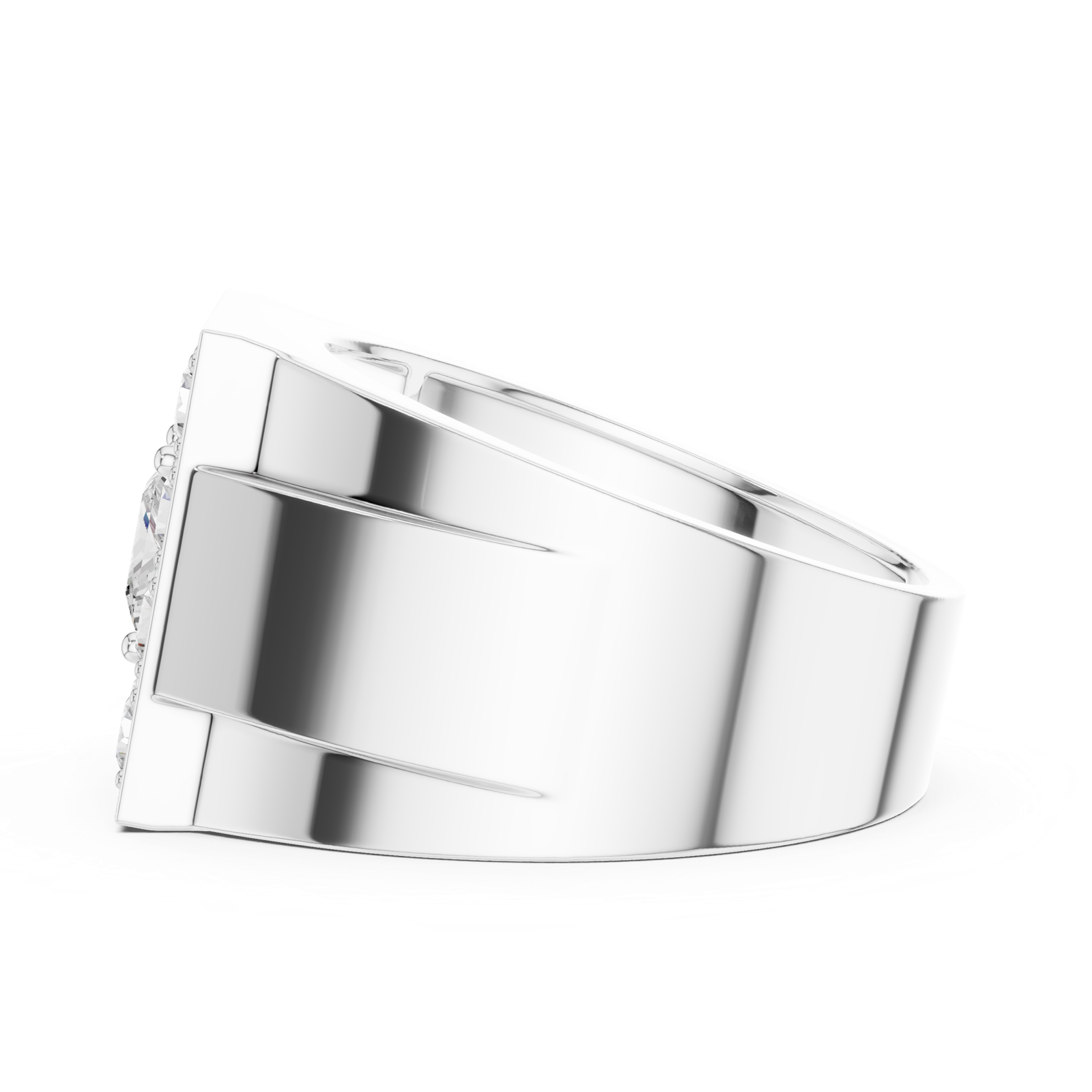 14K Solid Gold Lab Diamond Halo Ring, White Gold, view 3