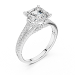 Gold Ring DDLR-252, Asscher center stone, White Gold, view 2