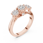 14K Solid Gold Lab Diamond Three-Stone Ring, Rose Gold, view 2