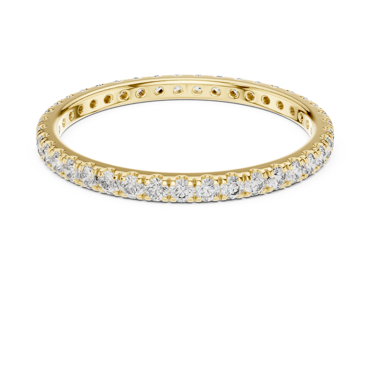 14K Solid Gold Lab Diamond Eternity Ring, Yellow Gold