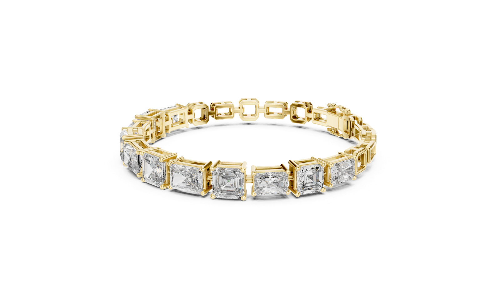14K Solid Gold Lab Diamond Bracelet, Yellow Gold, view 1