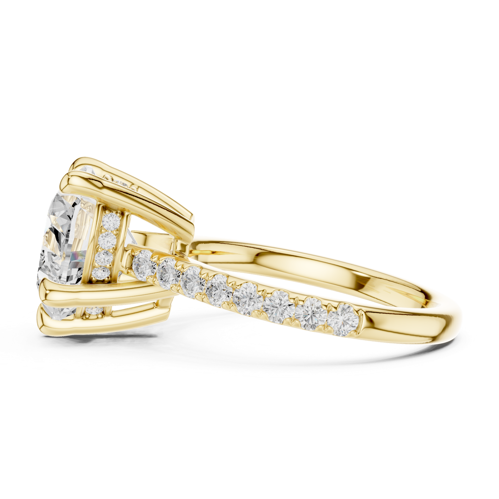 Gold Ring DDLR-250, Heart center stone, Yellow Gold, view 3