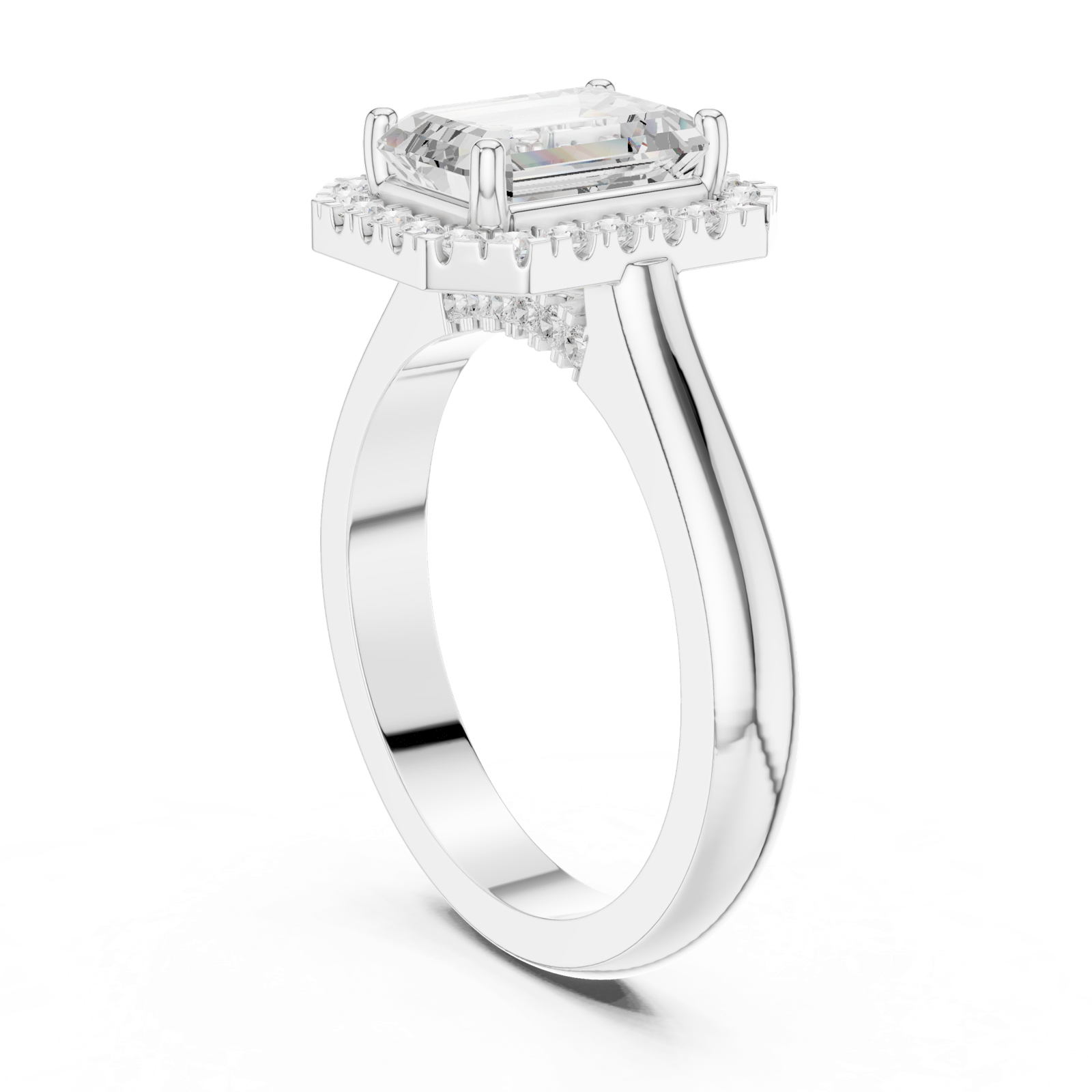 Gold Ring DDLR-338, Emerald center stone, White Gold, view 1
