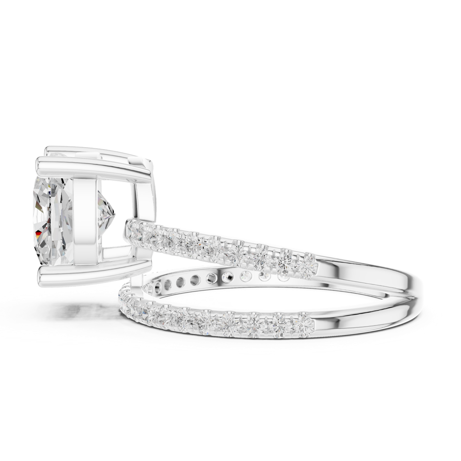 Gold Jewelry, Cushion center stone, White Gold, view 3