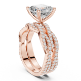 Gold Ring, Asscher center stone, Rose Gold, view 1