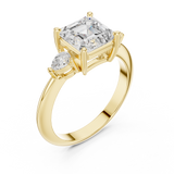 Gold Jewelry, Asscher center stone, Yellow Gold, view 2