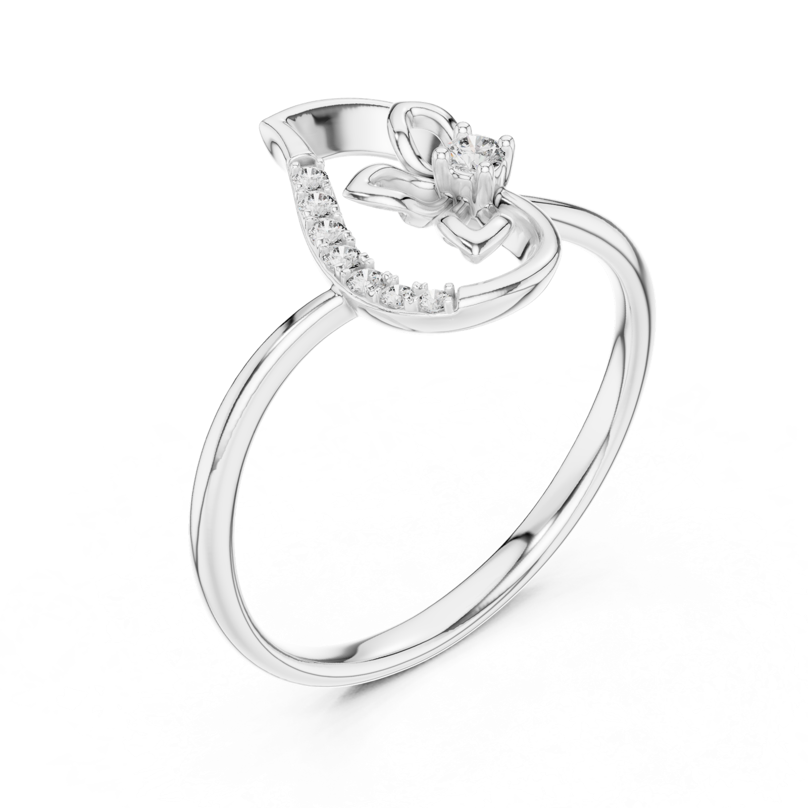 Gold Ring 12-10045@L, White Gold, view 2