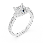 Gold Ring DDLR-037, Princess center stone, White Gold, view 2