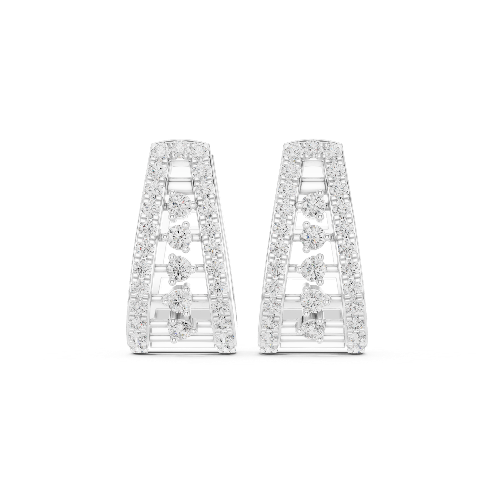 14K Solid Gold Lab Diamond Cluster Earrings, White Gold