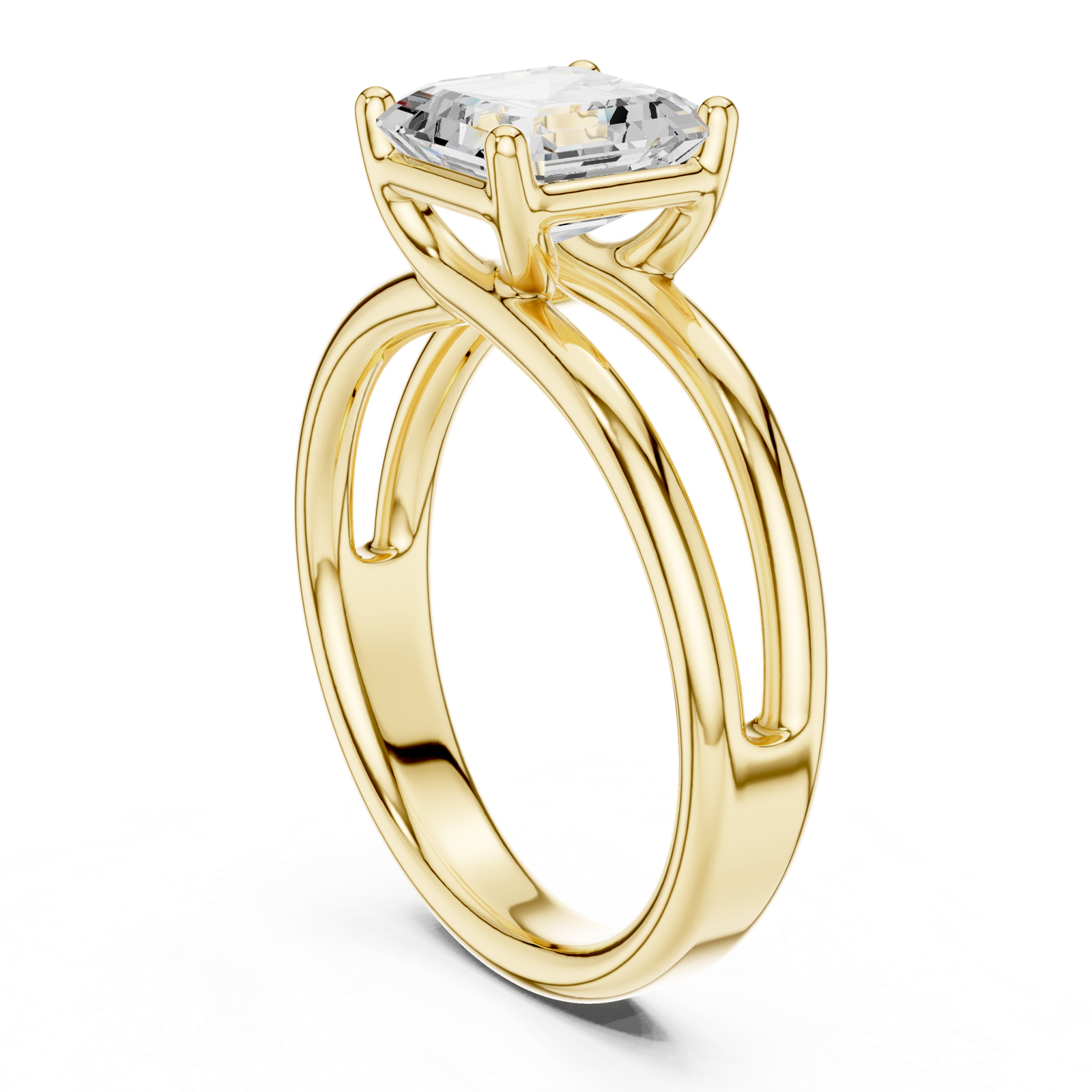 Gold Jewelry L36-9, Asscher center stone, Yellow Gold, view 1