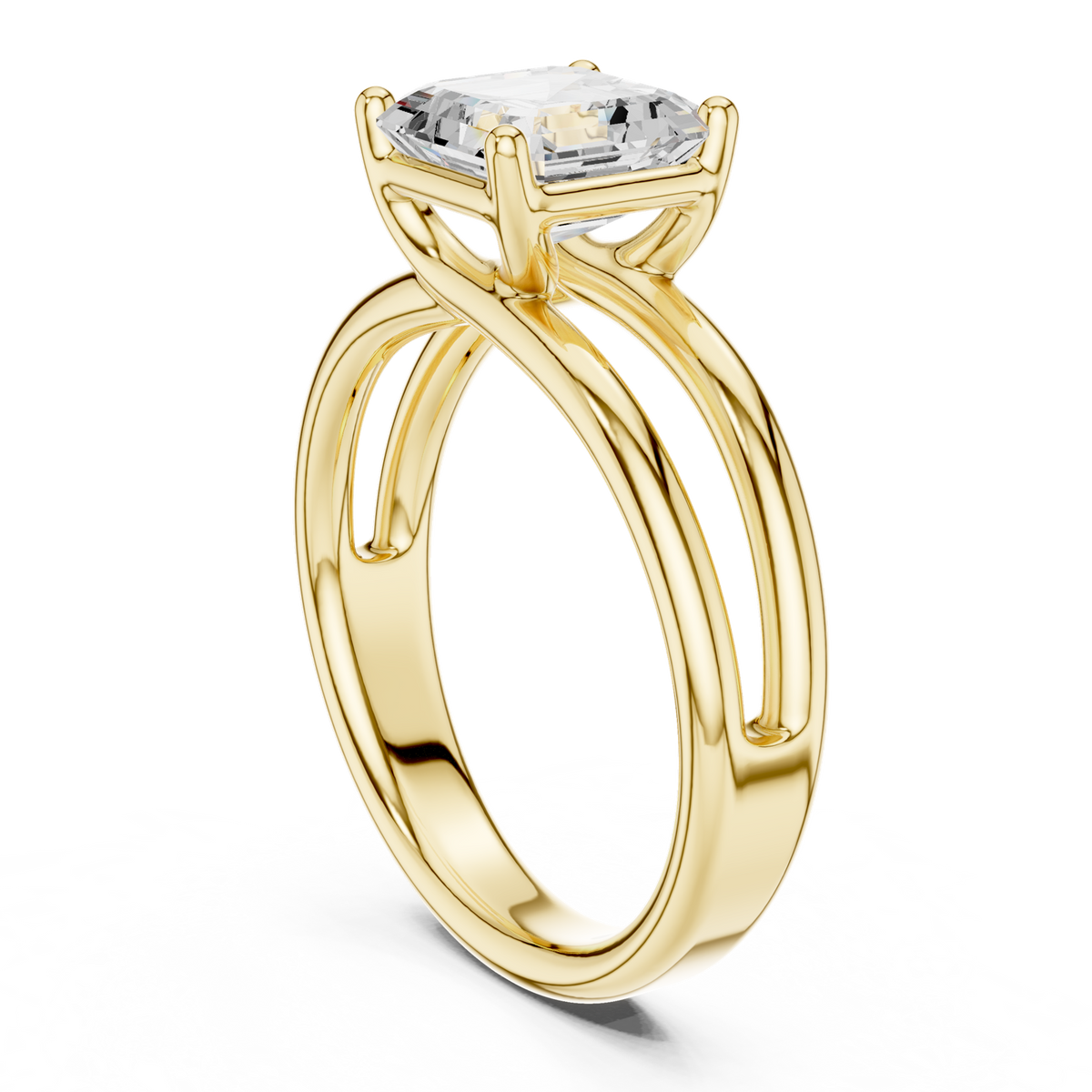 Gold Jewelry L36-9, Asscher center stone, Yellow Gold, view 1