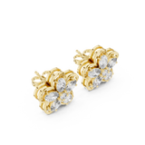 14K Solid Gold Lab Diamond Flower Cluster Earrings, Yellow Gold, view 2