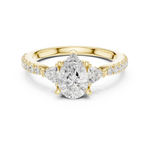Gold Ring DDLR-037, Pear center stone, Yellow Gold, view 4