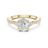 Gold Ring DDLR-037, Pear center stone, Yellow Gold, view 4