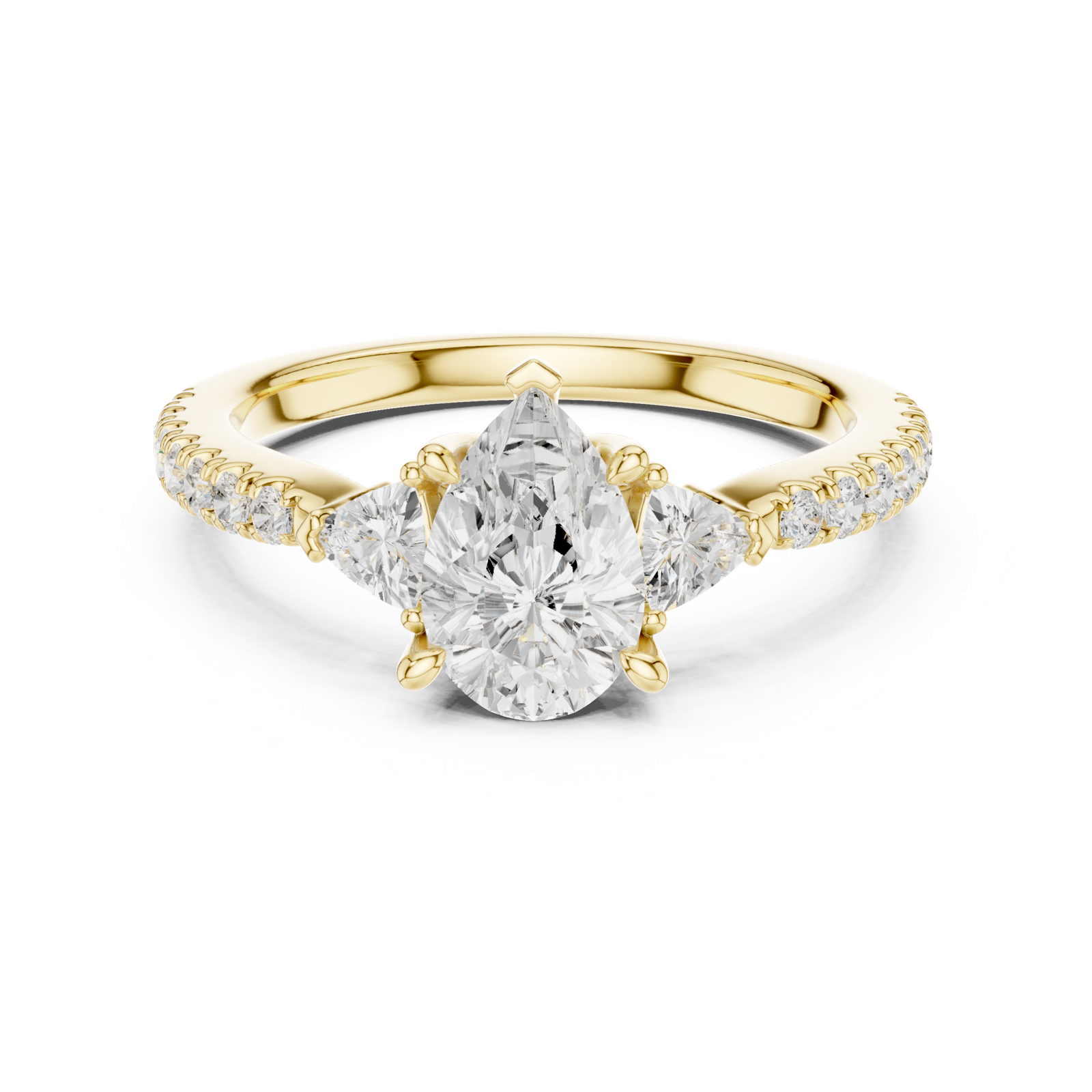 Gold Ring DDLR-037, Pear center stone, Yellow Gold, view 4