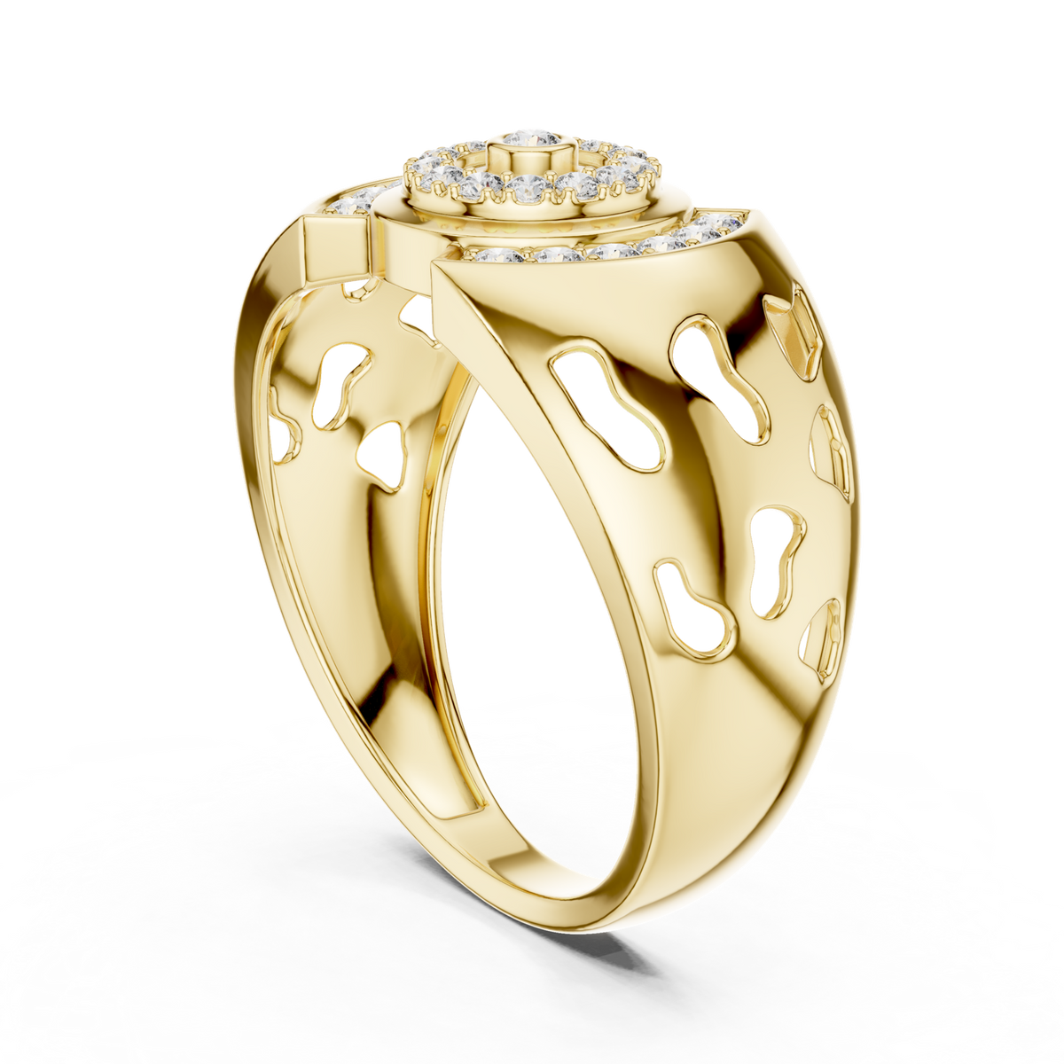 14K Solid Gold Lab Diamond Halo Ring, Yellow Gold, view 1