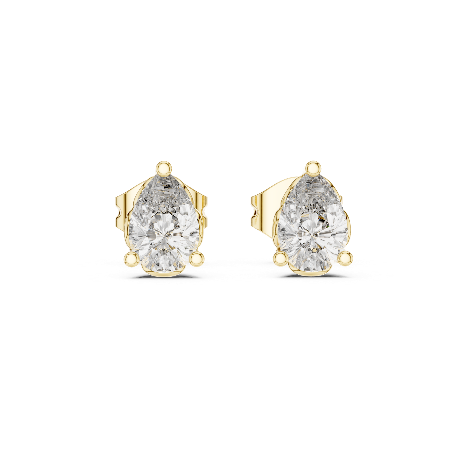14K Solid Gold Lab Diamond Stud Earrings, Yellow Gold