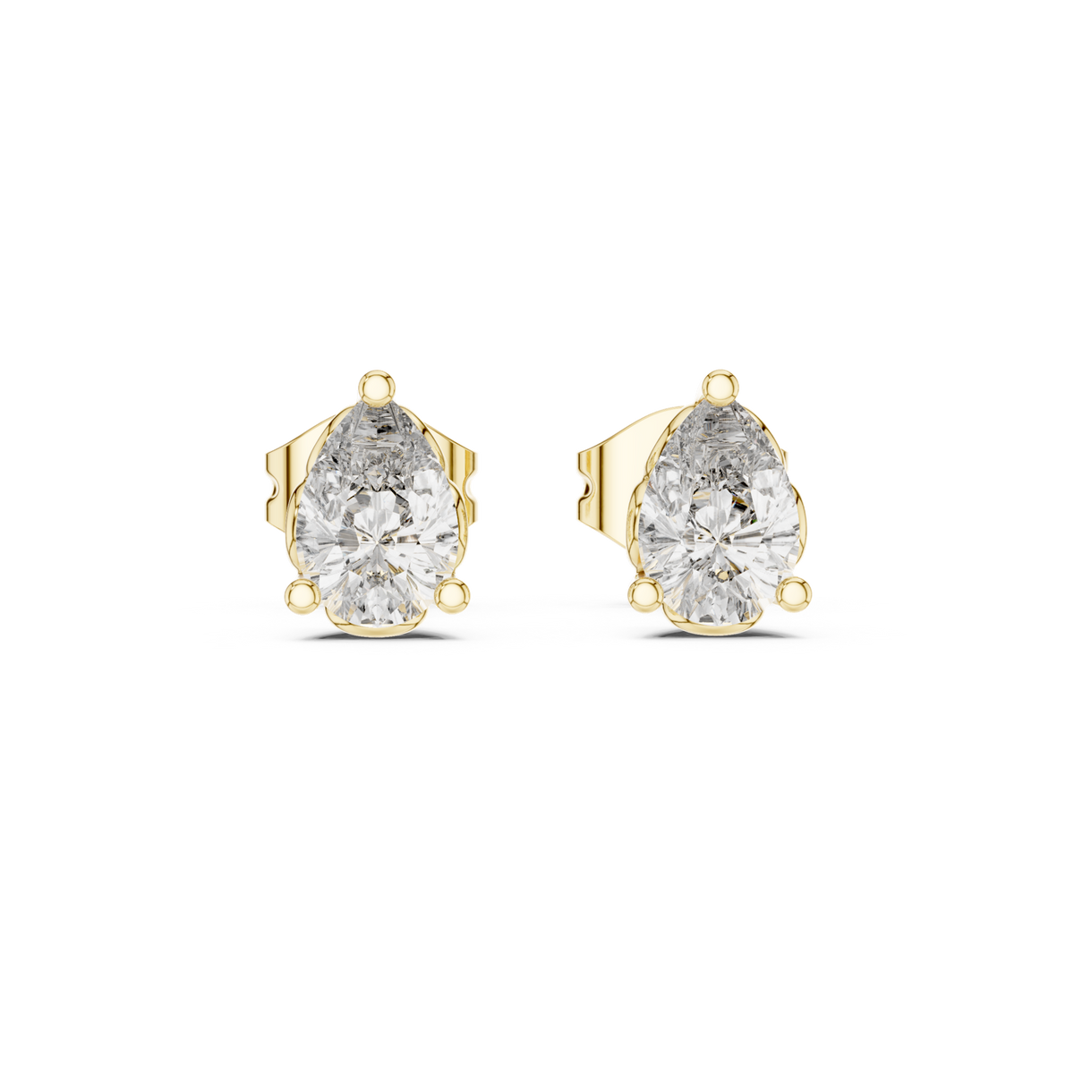 14K Solid Gold Lab Diamond Stud Earrings, Yellow Gold