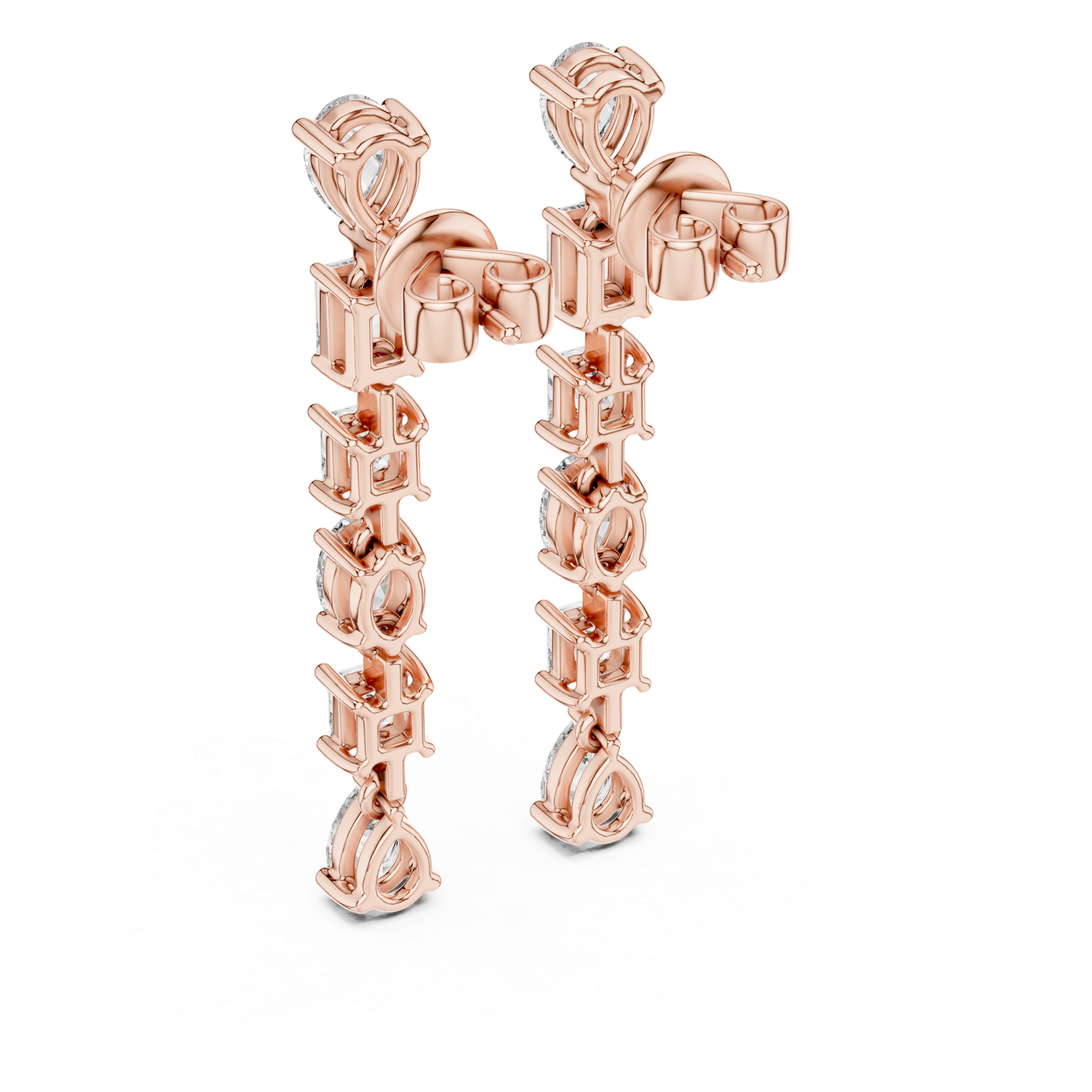 Gold Earrings L02-438, Rose Gold, view 3