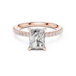 Gold Ring DDLR-256, Radiant center stone, Rose Gold, view 4