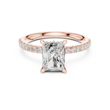Gold Ring DDLR-256, Radiant center stone, Rose Gold, view 4