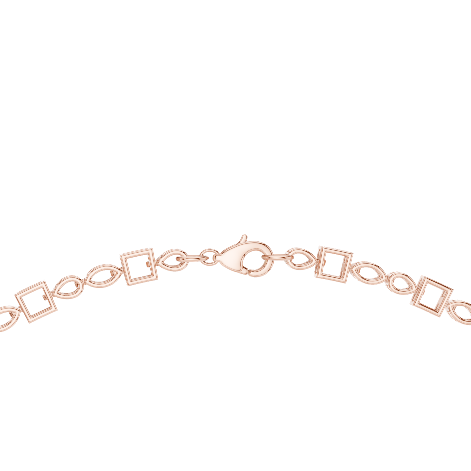 14K Solid Gold Lab Diamond Station Necklace, Rose Gold, view 4