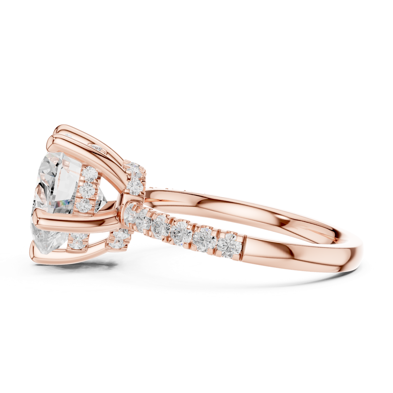 Gold Ring DDLR-259, Heart center stone, Rose Gold, view 3