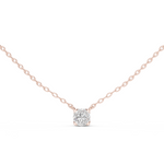 14K Solid Gold Lab Diamond Solitaire Pendant Necklace, Rose Gold