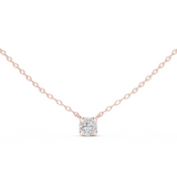 14K Solid Gold Lab Diamond Solitaire Pendant Necklace, Rose Gold