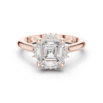 Gold Jewelry, Asscher center stone, Rose Gold
