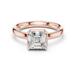 Gold Jewelry, Asscher center stone, Rose Gold