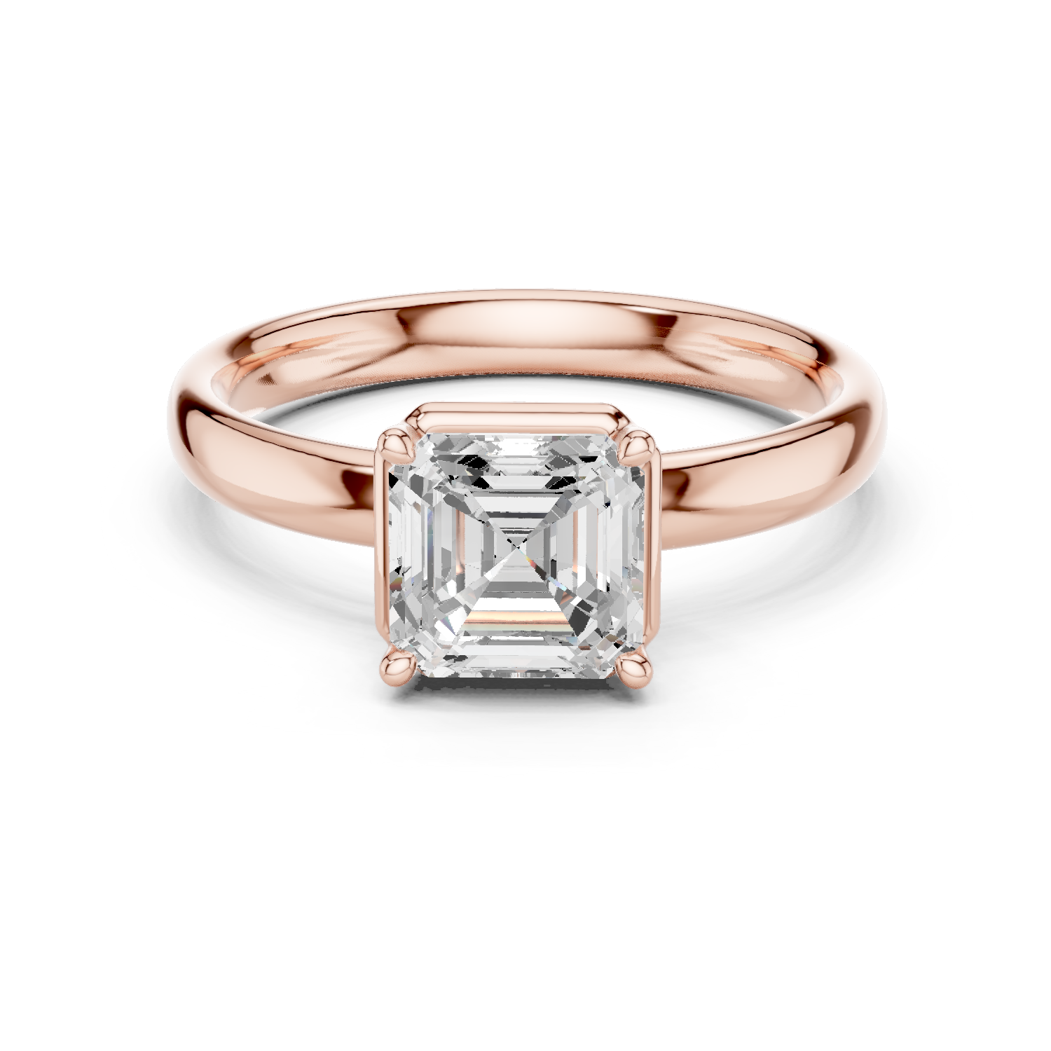 Gold Jewelry, Asscher center stone, Rose Gold