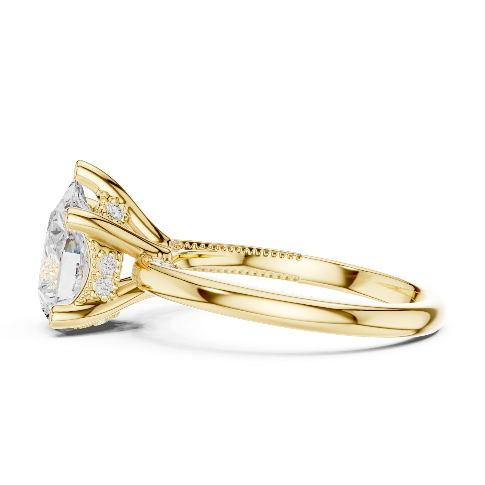 Gold Ring DDLR-175, Pear center stone, Yellow Gold, view 3