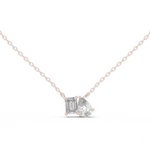 14K Solid Gold Lab Diamond Pendant Necklace, Rose Gold