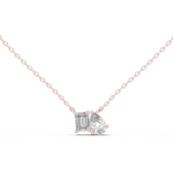 14K Solid Gold Lab Diamond Pendant Necklace, Rose Gold