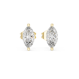 14K Solid Gold Lab Diamond Stud Earrings, Yellow Gold
