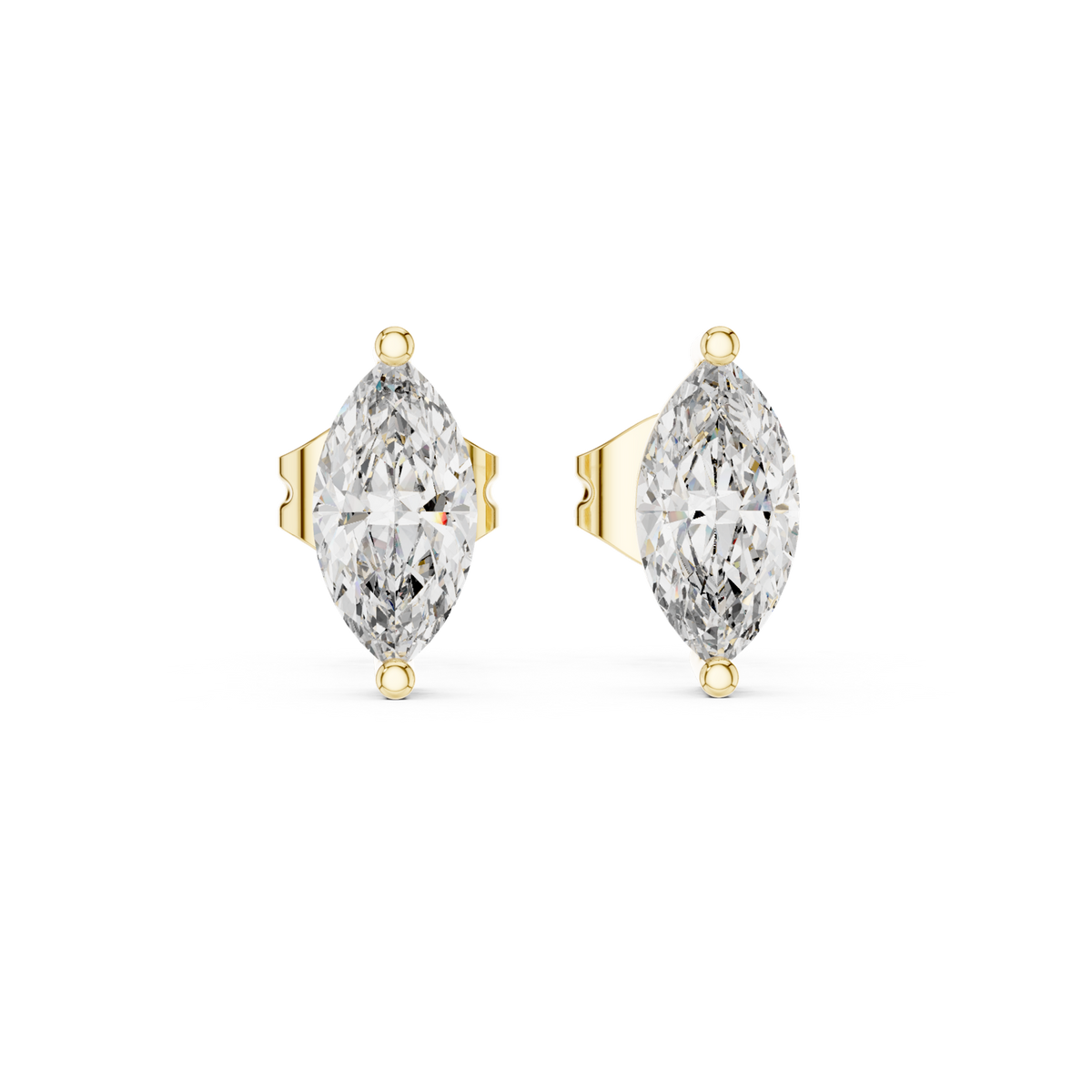 14K Solid Gold Lab Diamond Stud Earrings, Yellow Gold