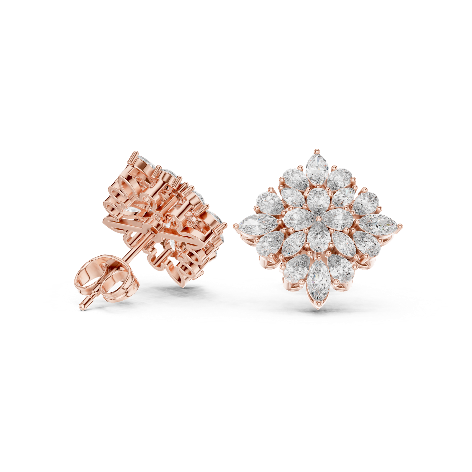Gold Earrings AGDER-234, Rose Gold, view 1
